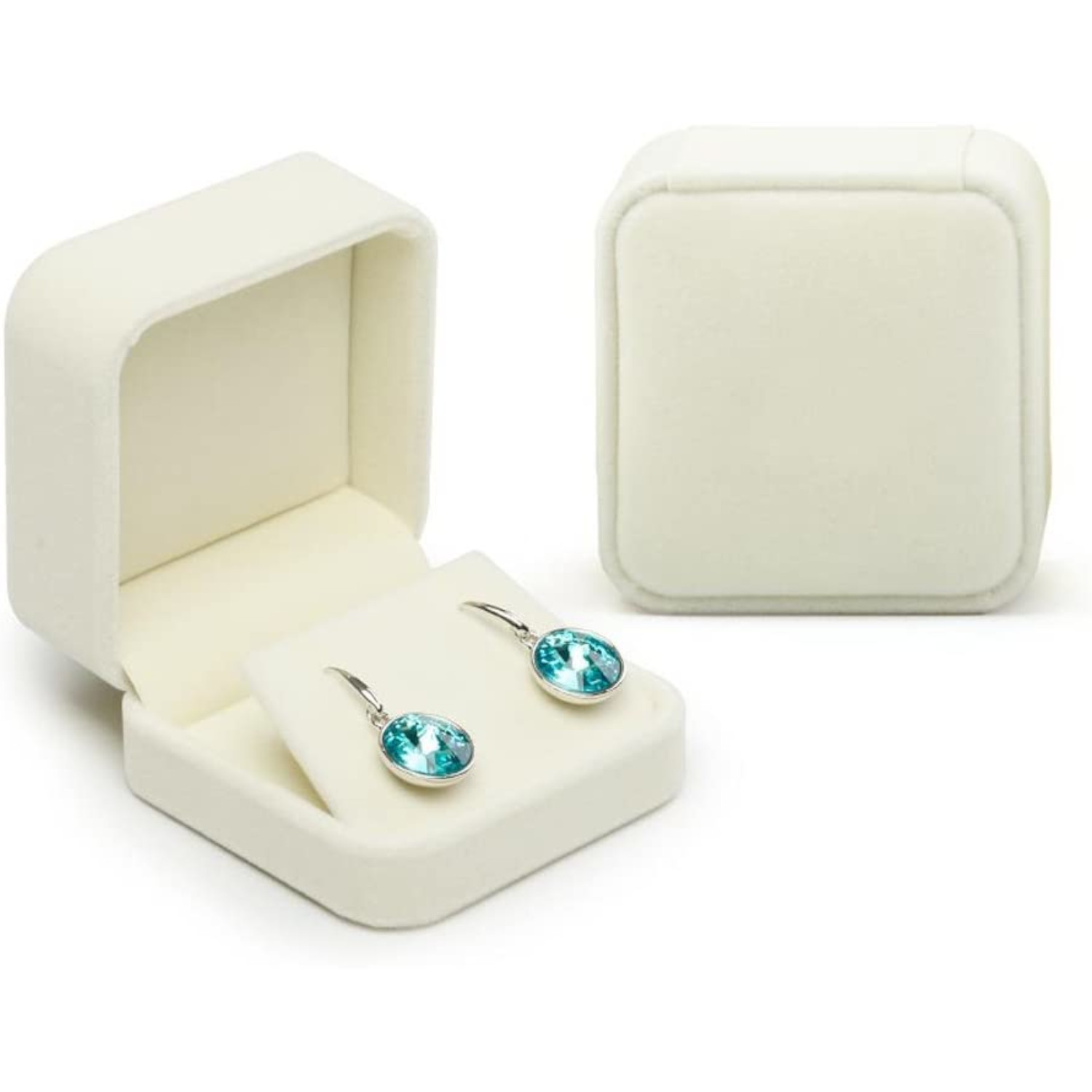 Oirlv White Jewelry Organizer Box with Acrylic Lid Ring