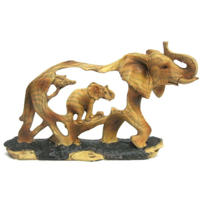 Decorative Elephant Gifts: Faux Wood Figurine